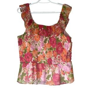 NWT! Lauren Conrad Tank Top Pink Floral Size XXL